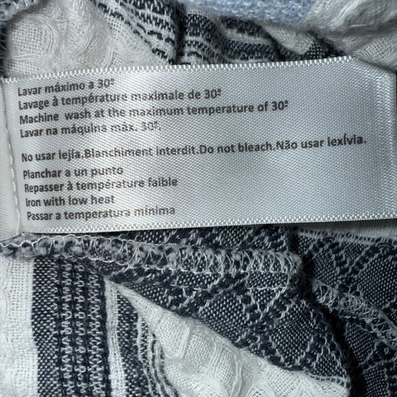 Yerse Blue & White Stripe Textured Cotton V-Neck Short Sleeve Top Women's Size L - Picture 10 of 13